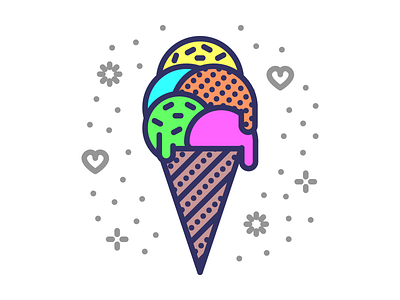 Ice cream cone cornet cream flakes flavors ice cream ice pop icon icon design illustration strawberry vector