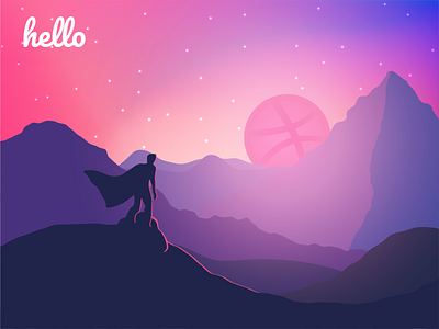 Hello dribbble design dribbble ball firstshot gradient hello hello dribbble illustration journey vector