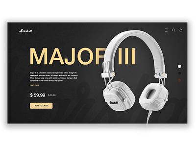 Marshall Major III Headphones Page Concept design headphones landing page marshall photoshop ui web webdesign website