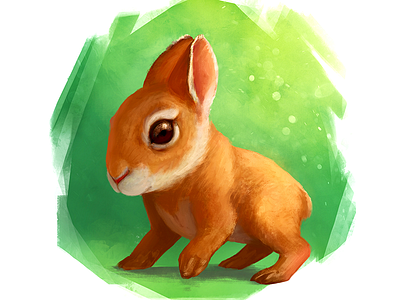 Little ginger bunny. animal bunny character cute digital fur ginger hare little painting rabbit small