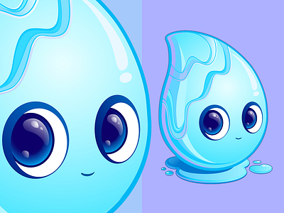 A little water drop. adobe illustrator character cute drop eyes face fresh illustration little vector water wet