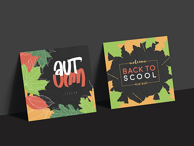 Autumn Posters advertisement autumn banner calligraphy color design editable fall leaves pack poster print set size template vector