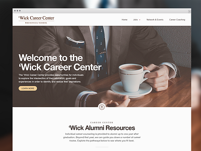 Career Center Homepage alumni career center hero jobs suit ui ux