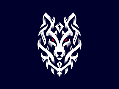 Wolf Tribal Ornament Logo