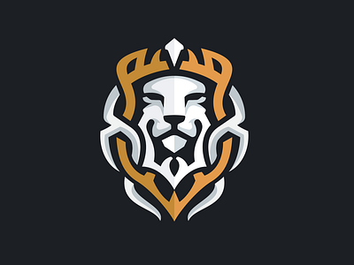 lion shield animal armor design icon logo