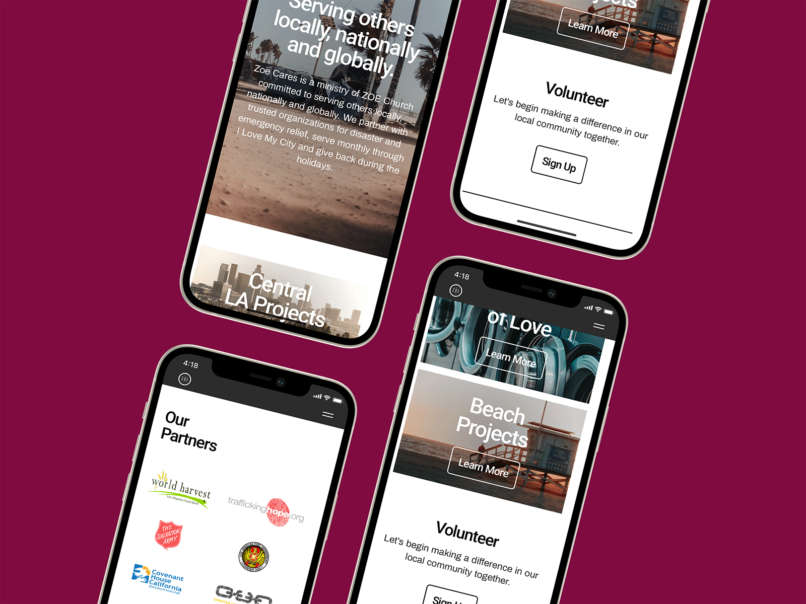 Mobile Outreach Website app charity community donation forum funding fundraising homeless ios layout minimal minimalistic mobile neighborhood ngo nonprofit product social network ui ux
