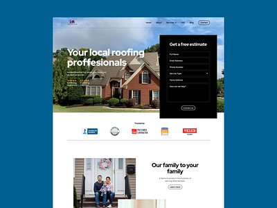 Roofing Landing Page architecture cleaning construction contractors header home home builder homeowner housing interface landing page minimal real estate roof roofing service ui ux web design website