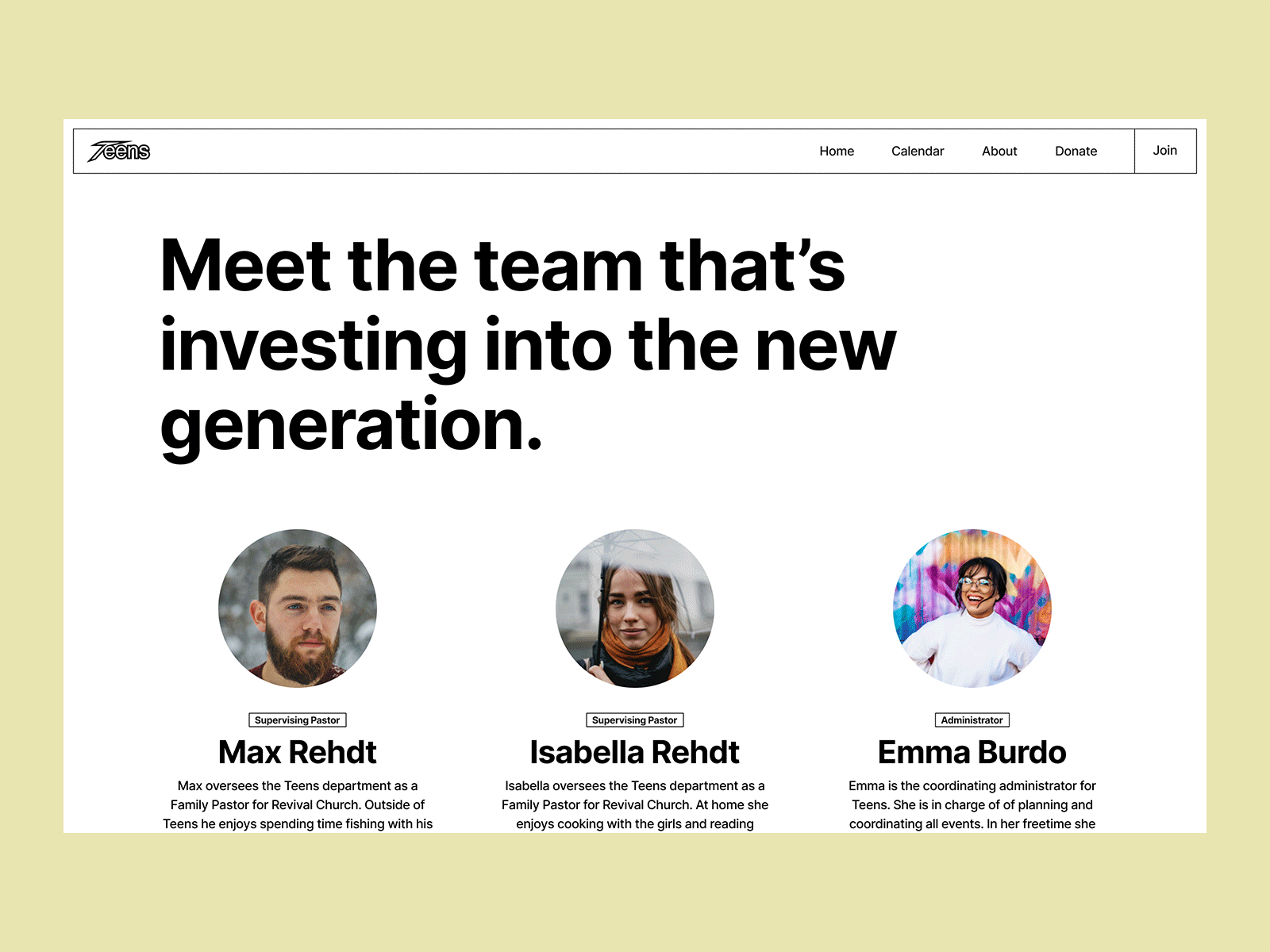 About Us - Non-Profit Team Website