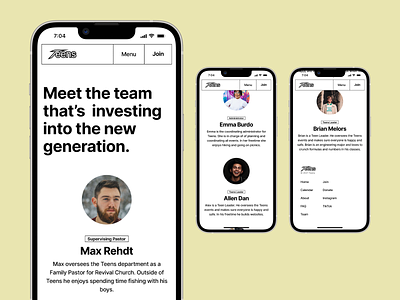 Team Page - Mobile UI