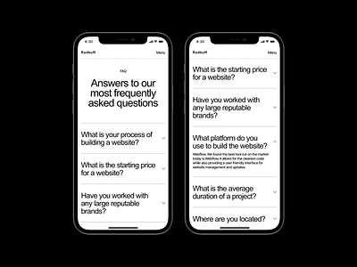 Mobile FAQ Page answers app asked clean ui close design system dropdown faq figma help center help desk minimal minimalism mobile open questions tab ui ux white