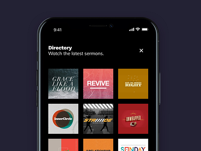 Transformation Church app black blocks creative dark digital font ios minimalistic ui visual