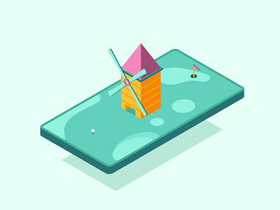 Mini Golf Course Isometric 2d character dribbble flat design golf illustration inspirations isometric minimal mobile phone shot vector vectors