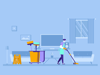Woman Cleaning a Foreclosure Home 2d business character cleaning design dribbble flat design foreclosure graphic illustration inspirations minimal shot vector