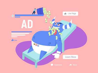 FB Ad Monster 2d character design dribbble flat design illustration inspirations shot simple vector