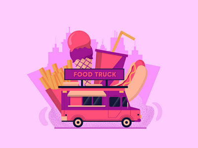 Food Truck 2d character colorful dribbble food truck illustration landing page minimal shot uiux vector