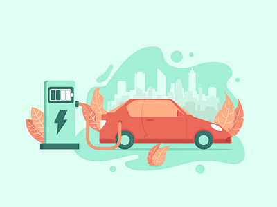 E-Vehicle Charging Station 2d car character charging colorful design dribbble energy flat design illustration landing page shot station uiux vector vehicle