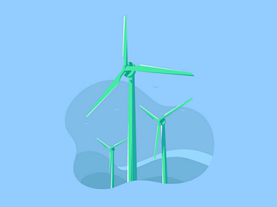 Wind Turbine 2d dribbble energy illustration landing page minimal shot uiux vector wind turbine