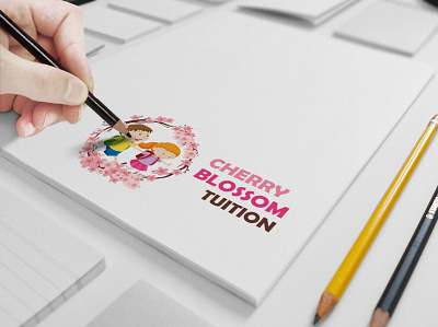 A Kid Tuition Company Logo Cherry Blossom Tuition brand branding design identity illustration logo typography