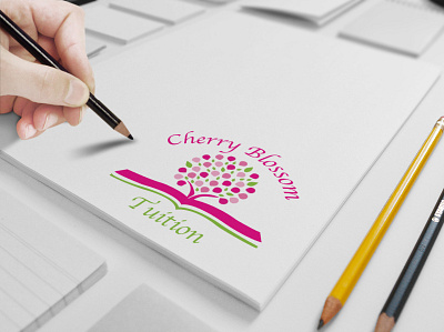 A Kid Tuition Company Logo Cherry Blossom Tuition brand branding color corporate design identity illustration logo typography vector