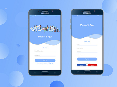 Mobile App log in and sign up page design for Hospital App