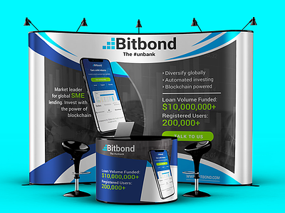Booth Design back drop bitbond booth design graphics roller banner signage design