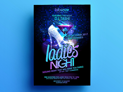 Poster Ladies Night ad advertisement bar flyer invitation labooze ladies ladies night part party poster