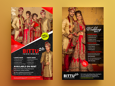 078 Poster Design ad advertisement bittu fashioners dresses flyer indian poster shopping usa wedding