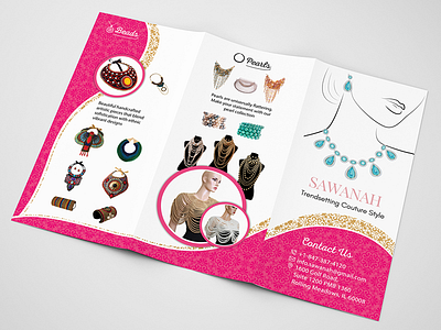085 Brochure brochure feminine girlish jewelry pearls sawanah trifold uk usa