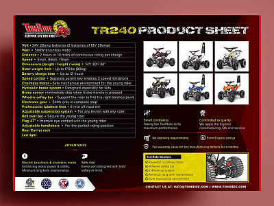 Product Sheet ad advertisement flyer poster product sheet tomride