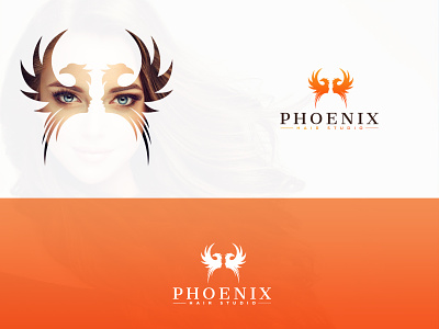 Phoenix Hair Studio birds brand logo branding eye mask girl girl face hair studio logo logo design nisha nisha droch nisha f1 phoenix