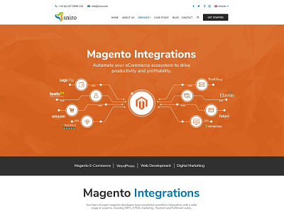 Magento Integrations Web Page Design branding concept creative design landing landing page nisha nisha droch nisha f1 page site typography web web page website