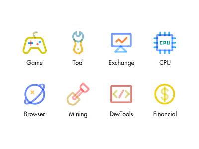 Icons of block chains. icon ui