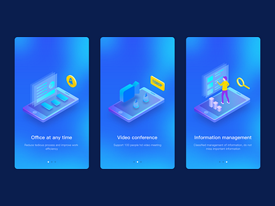 Introduction guide page of work app 2.5d ui