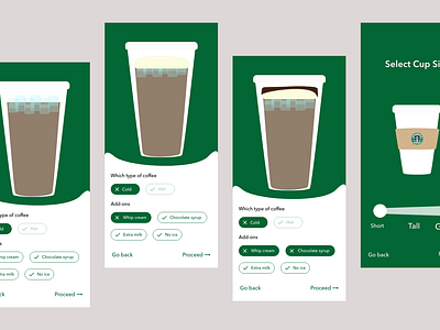 Type of coffee selection interaction app clean coffee app color illustration interaction interaction design starbucks ui xd