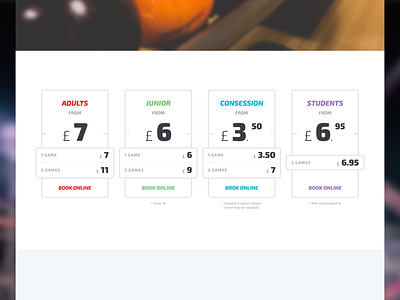 Attraction Pricing Table