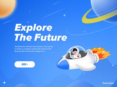 Explore The Future Illustration astronaut blue illustration space spaceship star