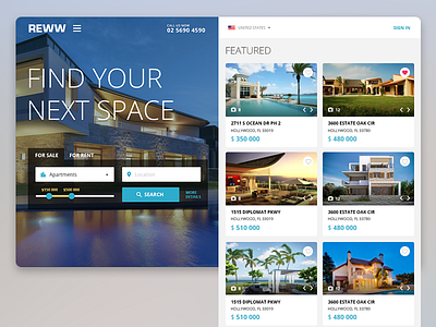Reww gui interface list real estate ui web app