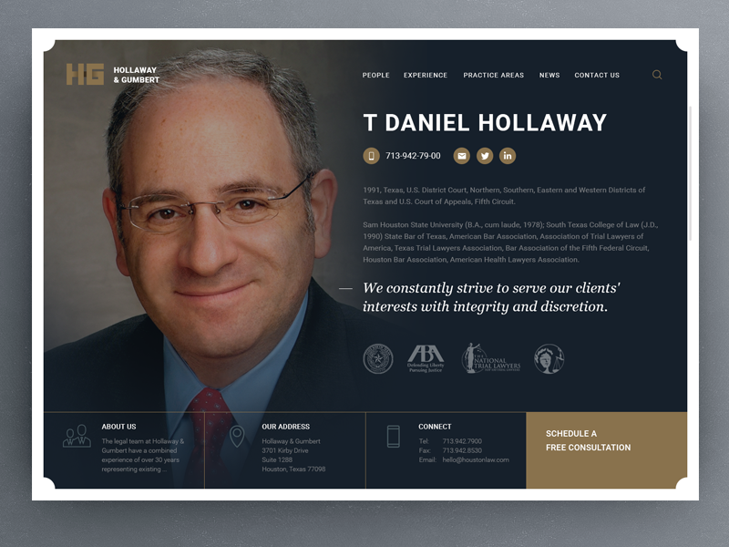 H&G About page minimal simple clean fullscreen ui attorney lawyer law page about