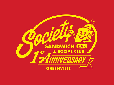 Society Anniversary bar food illustration lettering sandwich