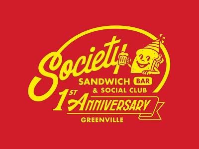 Society Anniversary bar food illustration lettering sandwich