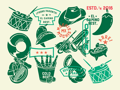 El camino 3/3 branding food icons illustration lettering logos mexico restaurant