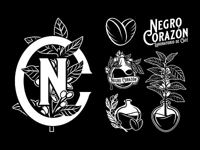 Negro Corazón 2/3 branding coffee illustration logo mexico monogram
