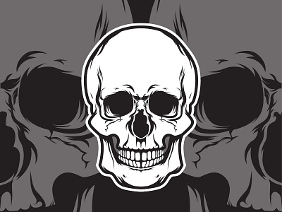 Sticker skull head illustration logo logotype skull sticker symbol vector