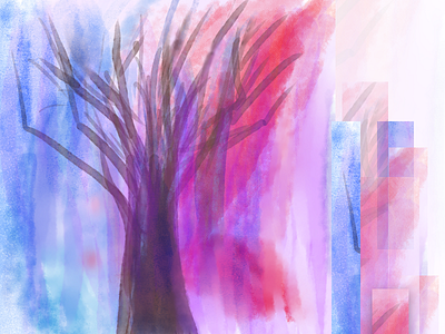 I draw a tree and deconstruct it colorfully