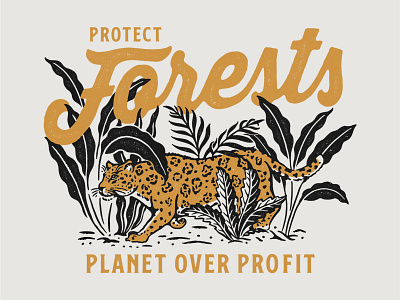 PROTECT FOREST artwork design handrawn illustration retro design retro logo vintage