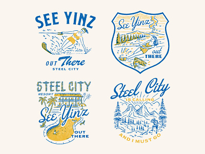 STEEL CITY, See Yinz Out There artwork branding handrawn illustration logo vintage vintage logo