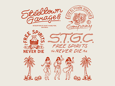 Steeltown Garage Co. branding handrawn illustration logo vector vintage vintage logo