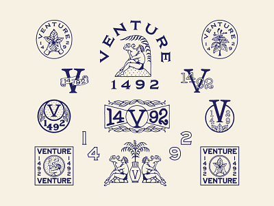 VENTURE 1492 branding cigar handrawn illustration vintage vintage logo
