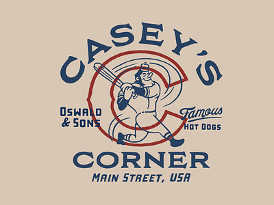 CASEY'S CORNER - OSWALD & SONS artwork handrawn illustration vintage vintage logo