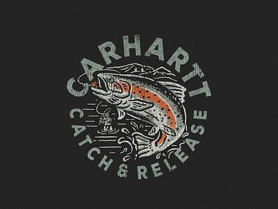 CARHARTT - CATCH & RELEASE artwork handrawn illustration logo vintage vintage logo